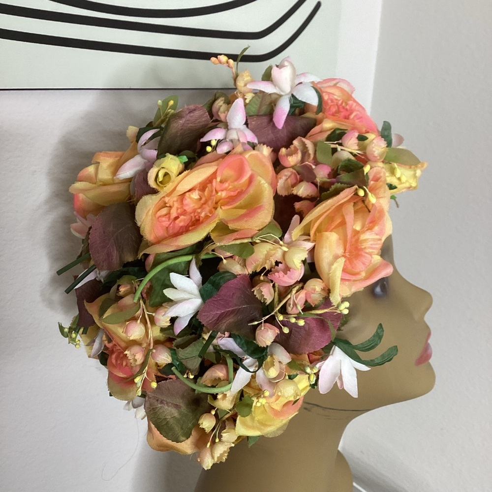 Dior Floral Crown Headband in Peach, Pink & Green - Picture 2 of 7